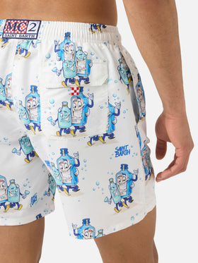 Costume mare Gustavia bianco con stampa Gino & Tony | Special Edition