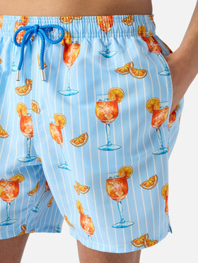 Gustavia striped swim shorts with cocktail print | Special Edition