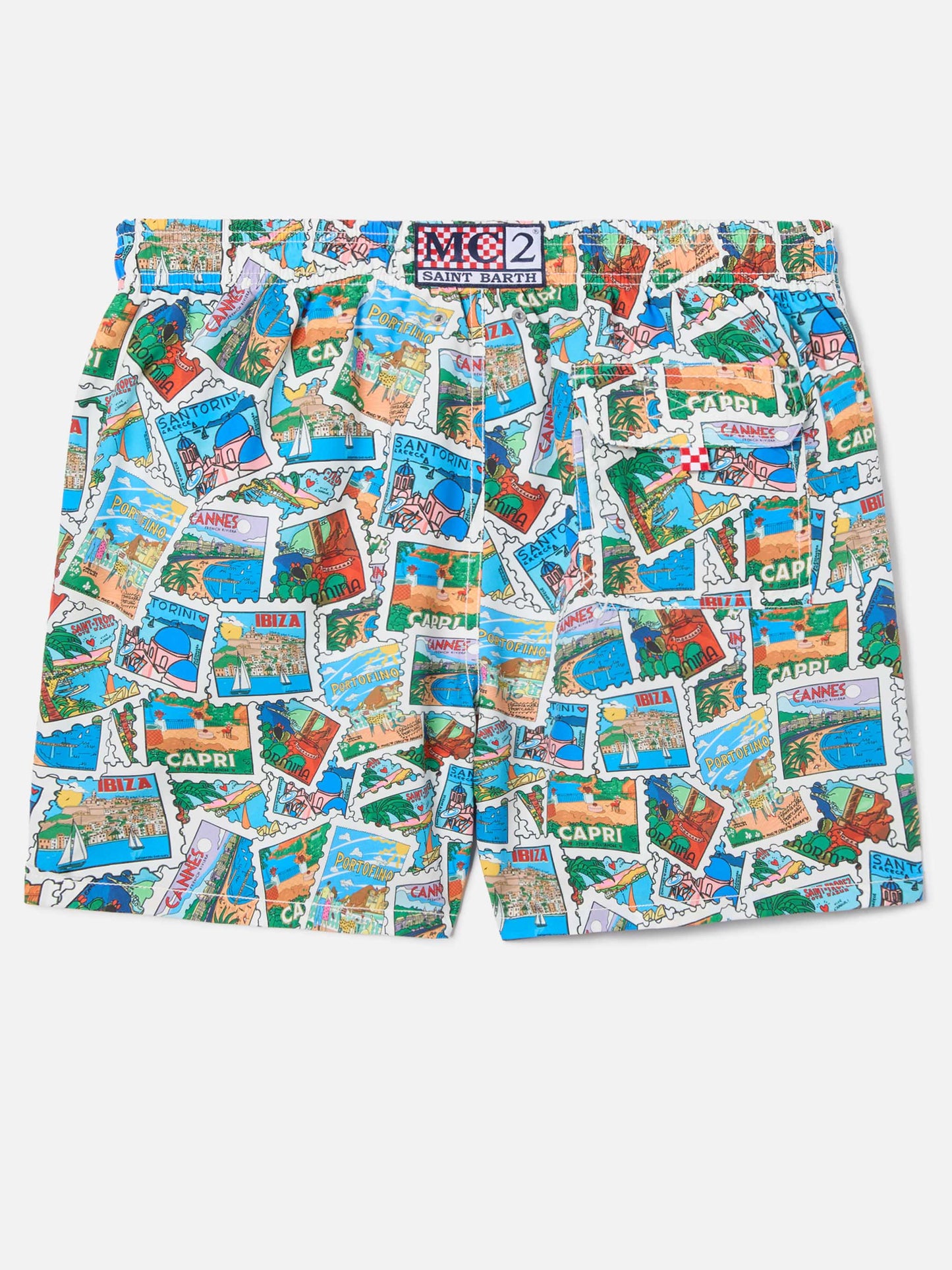 Short de bain Gustavia avec imprimé carte postale all-over 