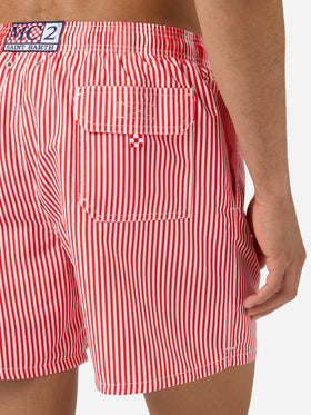 Gustavia red striped swim shorts with Sapore di Mare embroidery | Special Edition