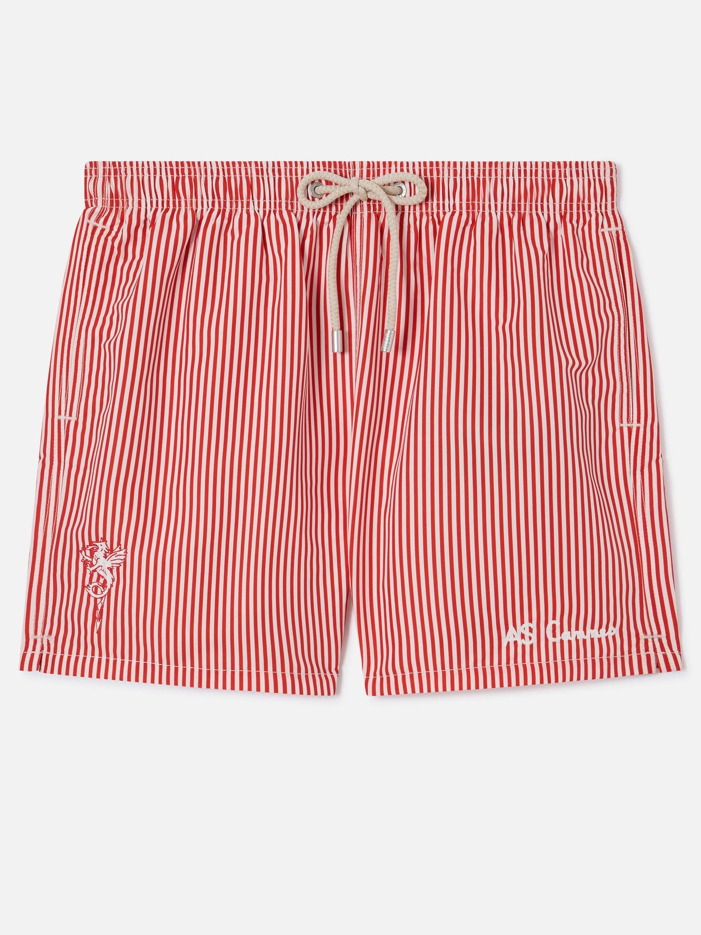 Costume mare Gustavia a righe rosse con ricamo AS Cannes | AS CANNES SPECIAL EDITION