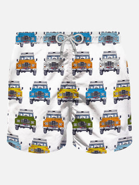Man swim shorts safari car print