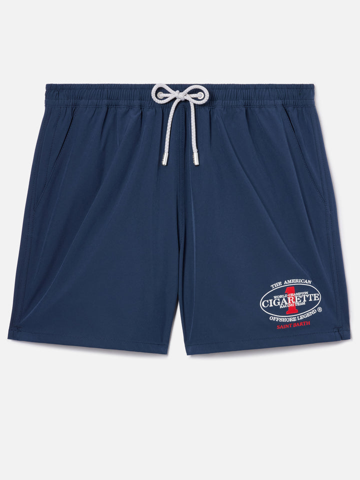 Costume mare Gustavia blu con ricamo Cigarette | Special edition