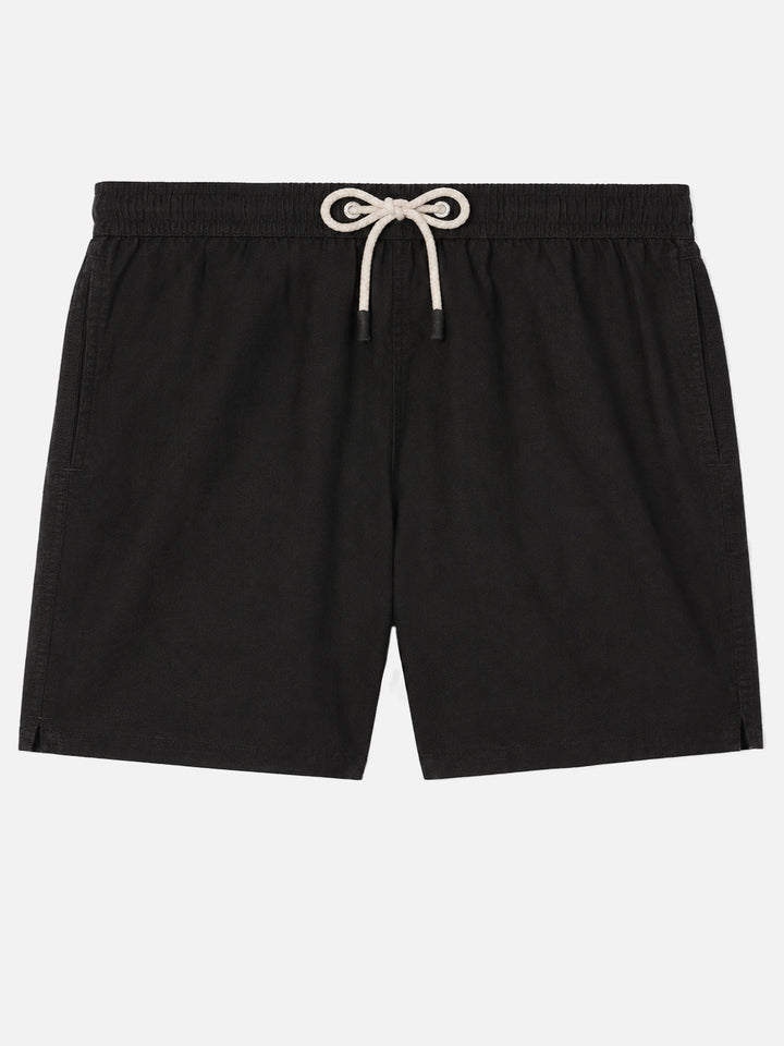 Mittellange schwarze Leinen-Badeshorts Gustavia