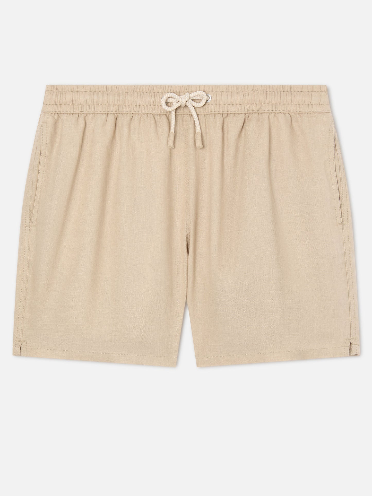 Mittellange beige Leinen-Badeshorts Gustavia