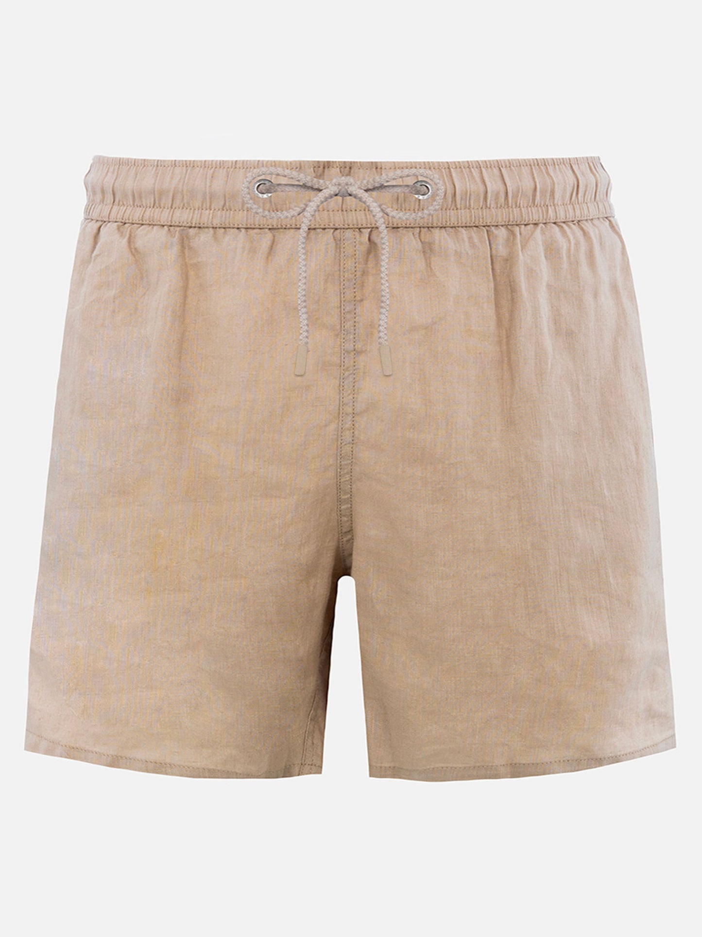 Mittellange beige Leinen-Badeshorts Gustavia