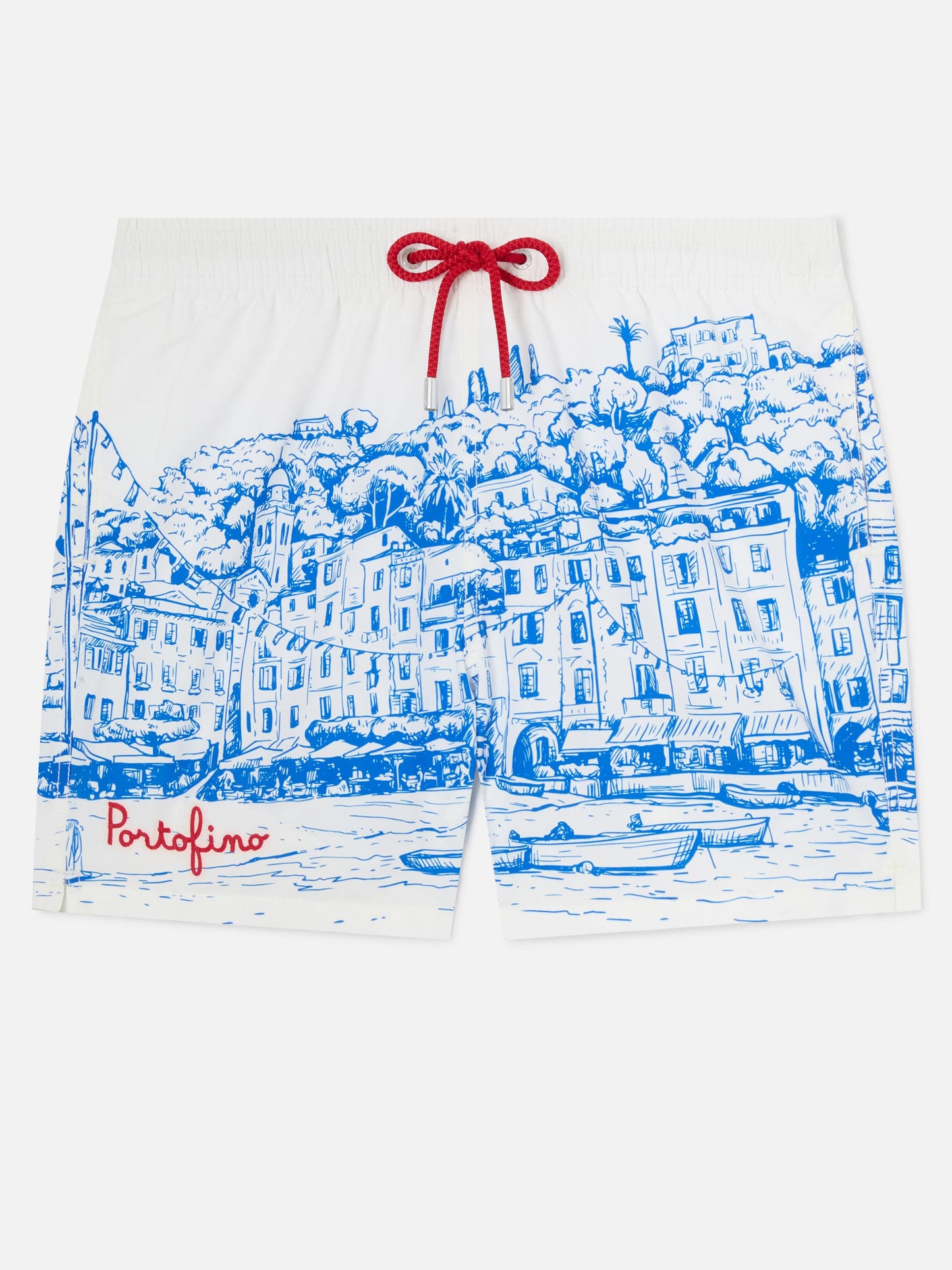 Costume Gustavia con stampa piazzata Portofino bianco