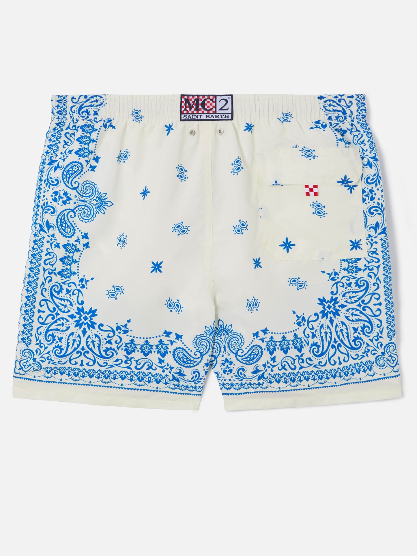 Bañador Gustavia azul claro y blanco con estampado bandana 