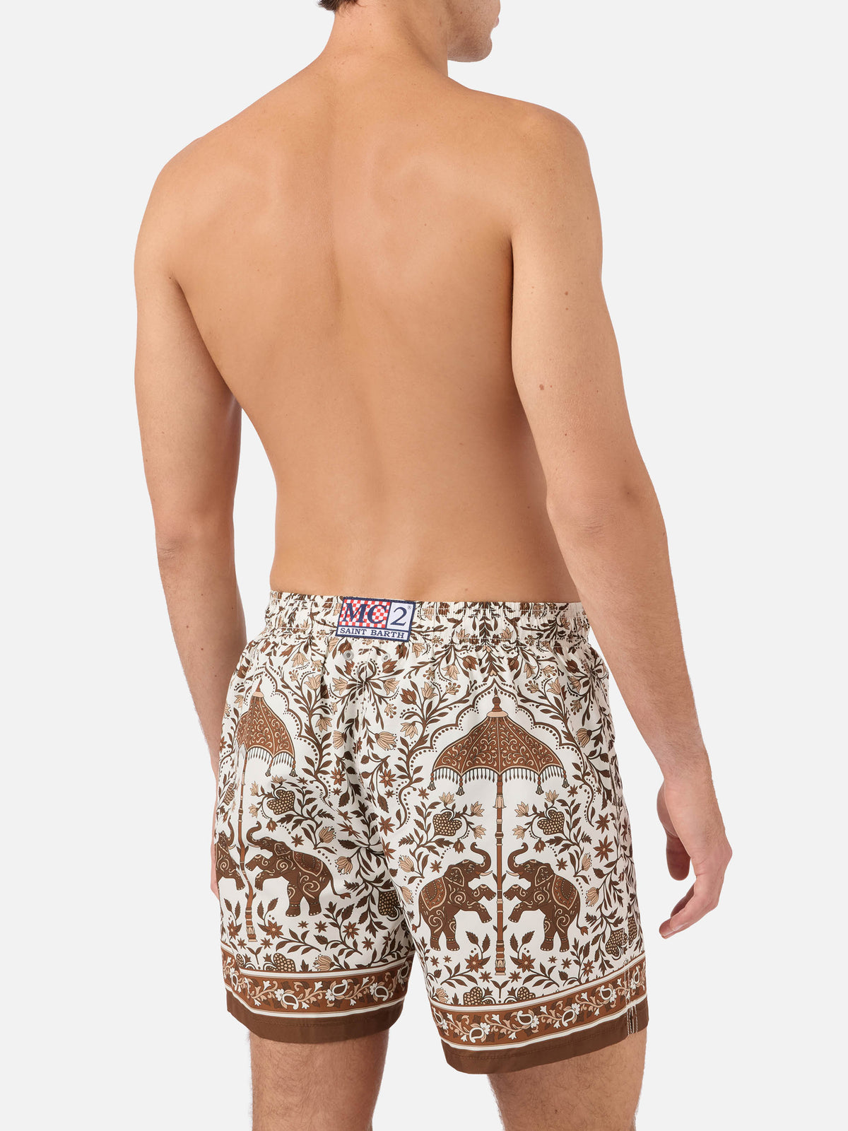 Gustavia Badeshorts mit platziertem ornamentalem Print in Braun 