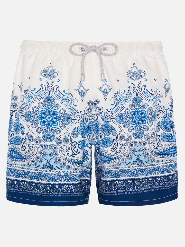 Mittellange Badeshorts Gustavia mit platziertem Paisley-Print