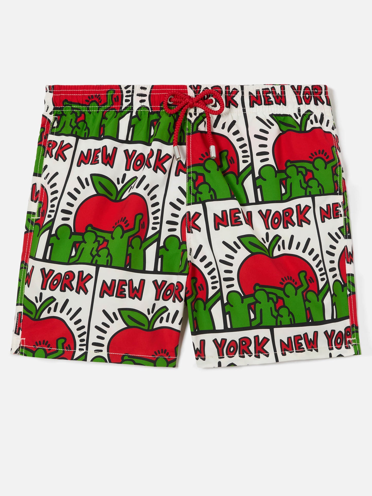 Short de bain Gustavia blanc avec imprimé placé Keith Haring NY | Special Edition 