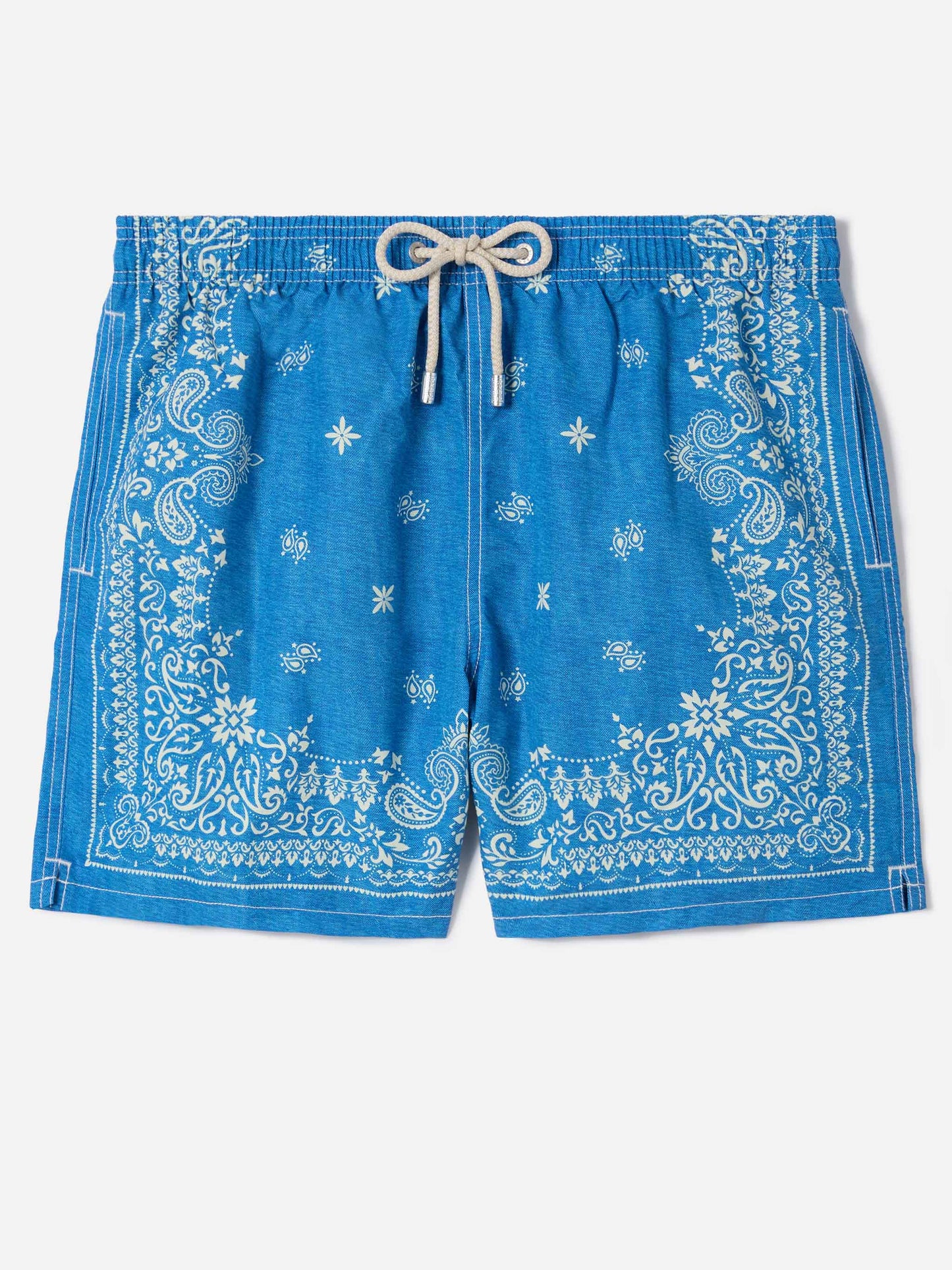 Gustavia blue swim shorts with bandana print