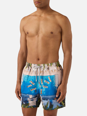 Costume mare Gustavia con stampa piscina tropicale | Special Edition