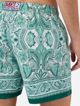 Gustavia-Badeshorts mit grünem Paisley-Print 