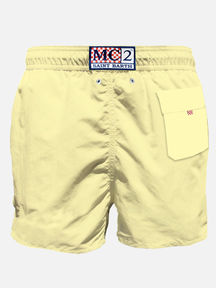 Pastel yellow man swim shorts with pocket - MC2 Saint Barth