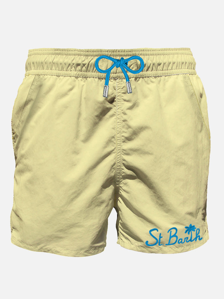 Pastel yellow man swim shorts with pocket - MC2 Saint Barth
