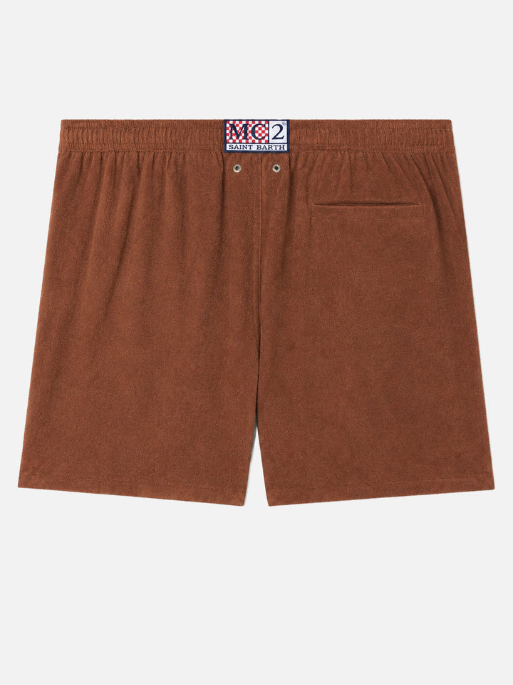 Gustavia Frottee-Badeshorts in Braun