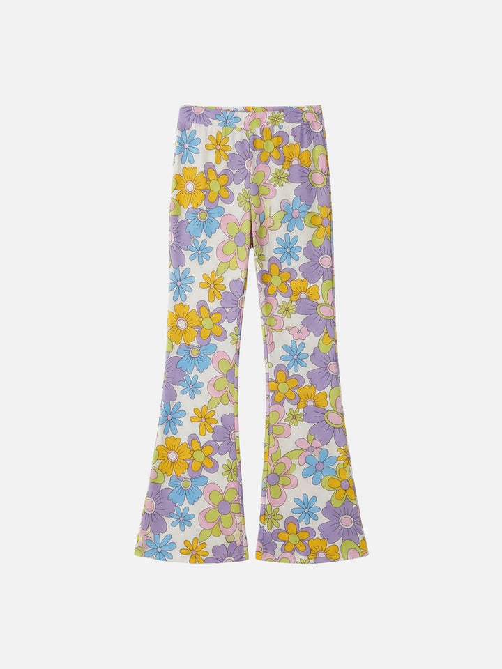 Flared pants Gwenda Jr with hippie flower print