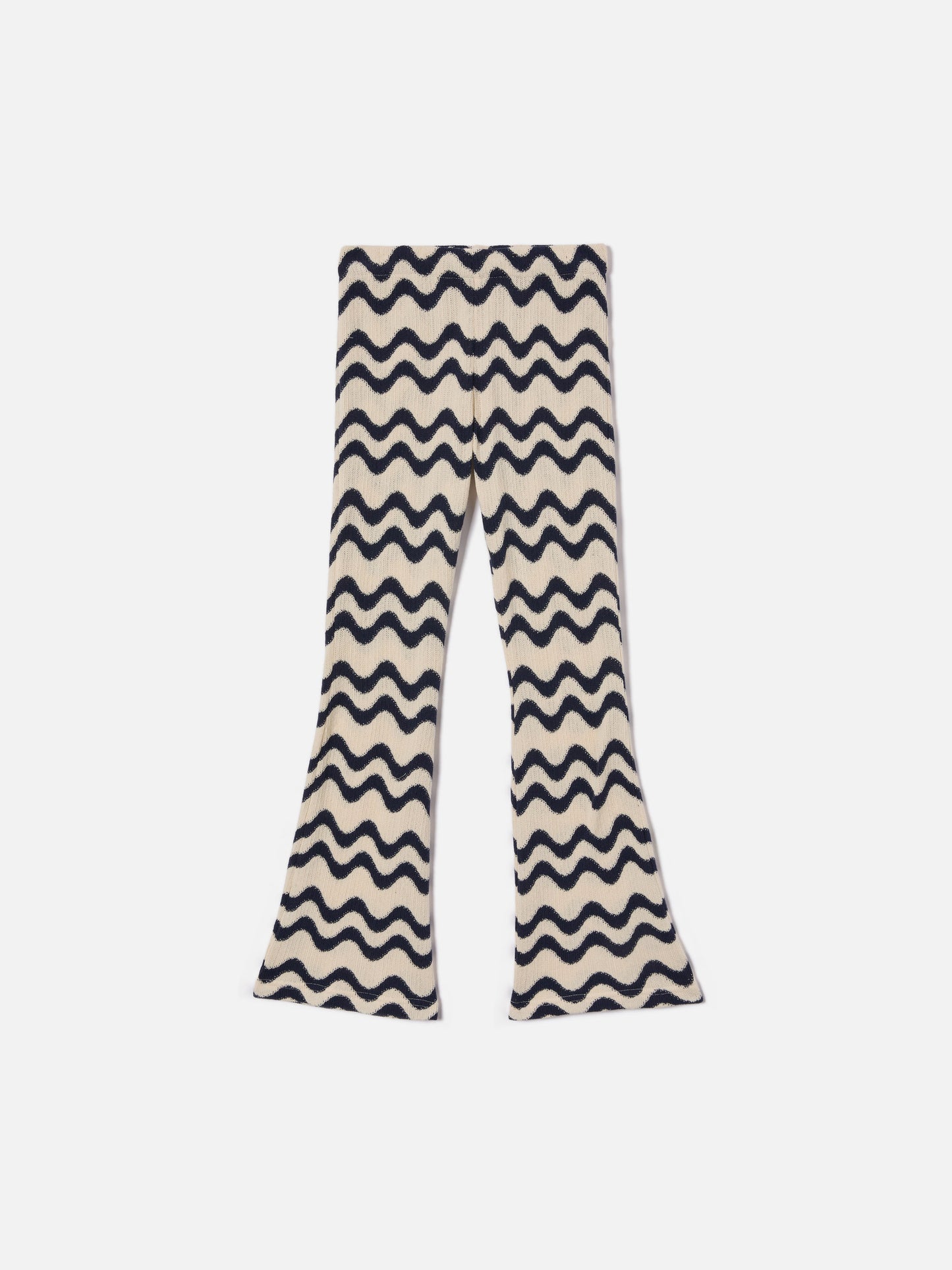 Gwenda Jr raschel knit pants with blue and ivory wave pattern