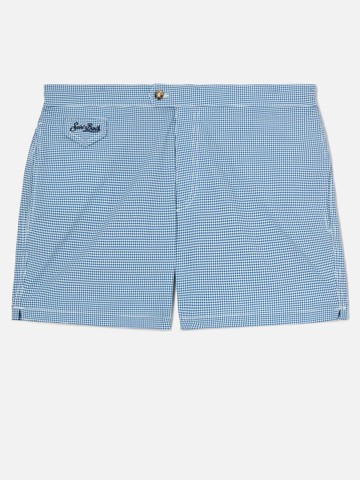 Harrys fitted cut swim shorts with gingham print