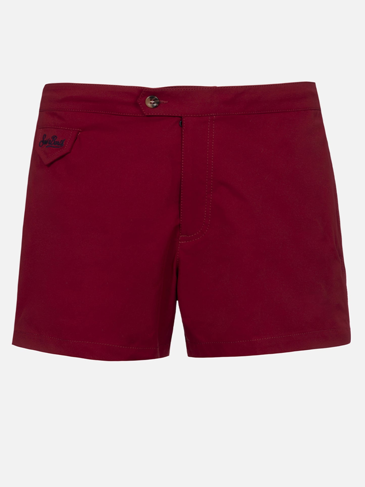 Burgunderrote, tailliert geschnittene Badeshorts für Herren von Harrys