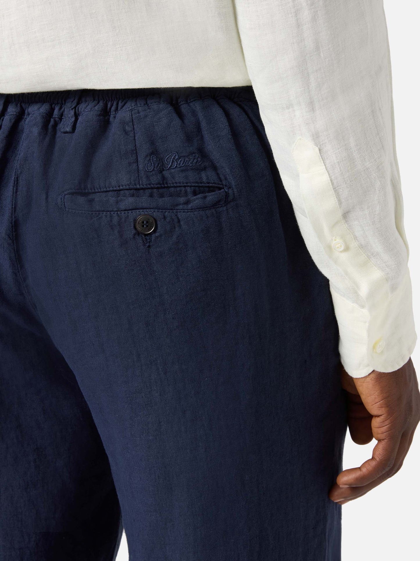 Pantalone Havier lungo in puro lino blu navy