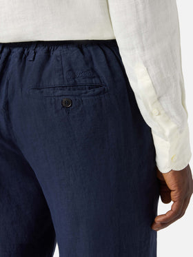 Pantalone Havier lungo in puro lino blu navy