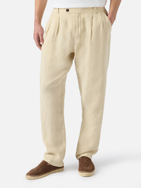Pantalone Havier lungo in puro lino beige