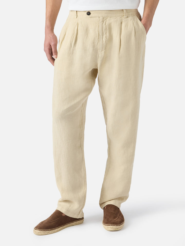 Pantalone Havier lungo in puro lino beige