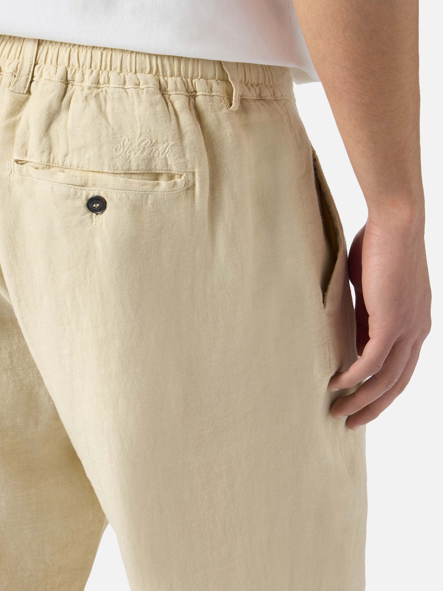Pantalone Havier lungo in puro lino beige
