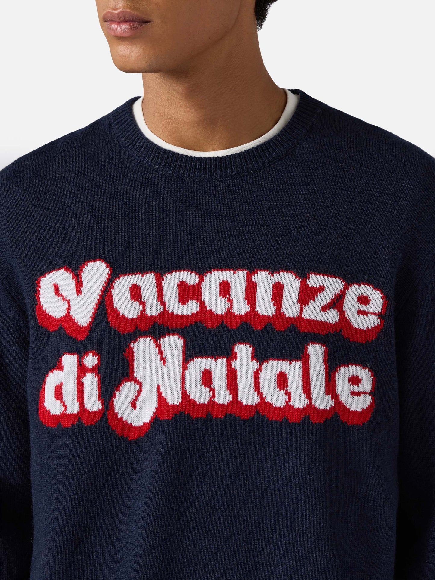 Girocollo blu Heron con jacquard Vacanze di Natale | VACANZE DI NATALE SPECIAL EDITION