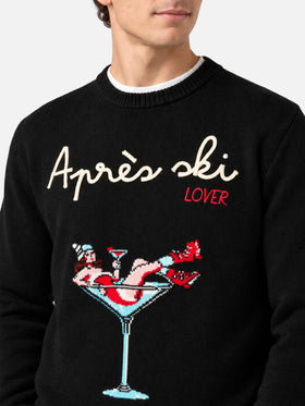 Schwarzer Pullover Heron mit „Apres ski lover“-Stickerei 