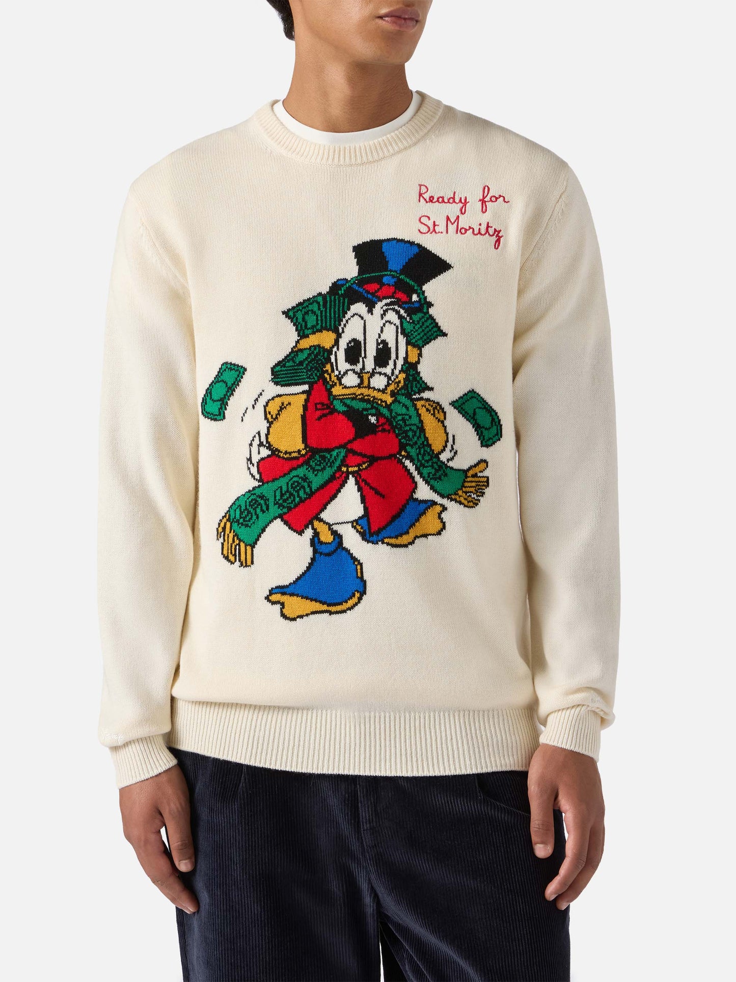 Weißer Heron-Pullover mit Onkel-Dagobert-Jacquardmuster | DISNEY SONDEREDITION