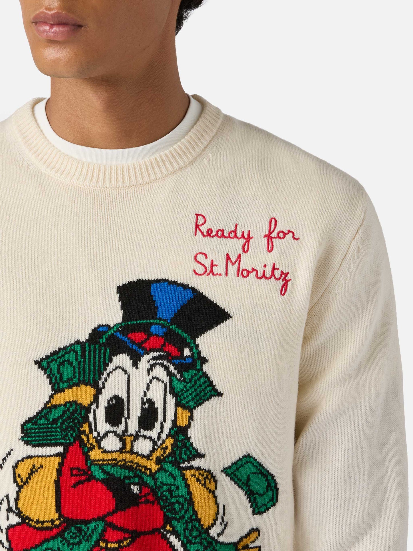 Weißer Heron-Pullover mit Onkel-Dagobert-Jacquardmuster | DISNEY SONDEREDITION