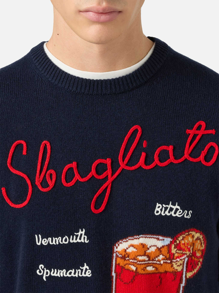 Blue sweater Heron with Sbagliato embroidery