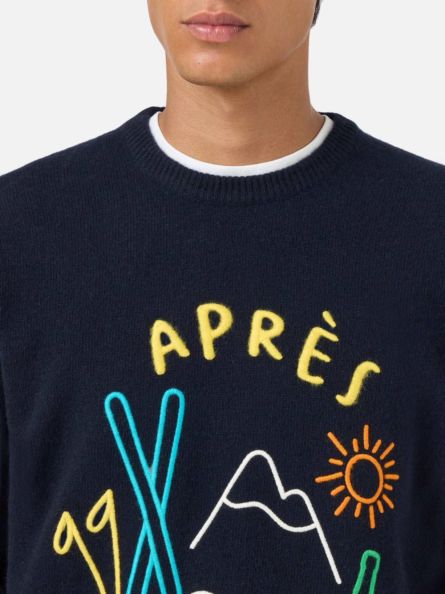 Crewneck sweater Heron with Apres ski embroidery