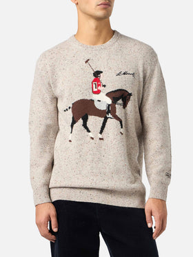 Man beige sweater Heron with Moritz polo embroidery - MC2 Saint Barth