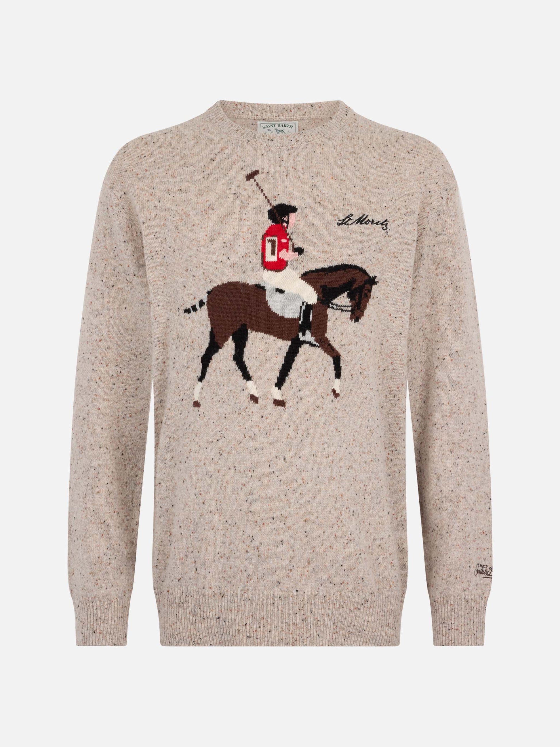 Man beige sweater Heron with Moritz polo embroidery - MC2 Saint Barth