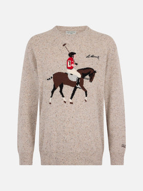 Man beige sweater Heron with Moritz polo embroidery - MC2 Saint Barth