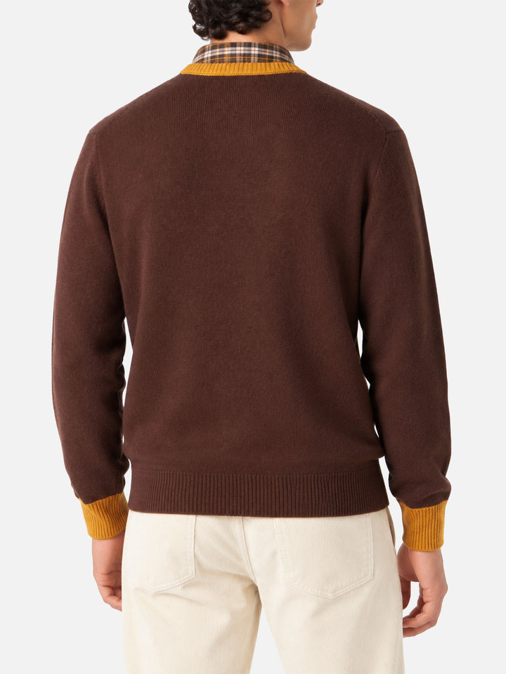 Maglia Heron marrone con ricamo Faccio cose, vedo gente