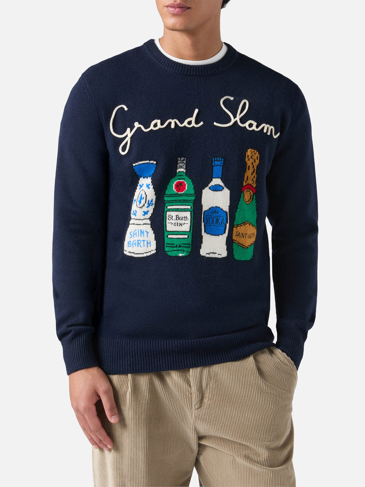 Navy blue crewneck Heron with Grand Slam embroidery