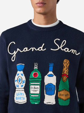 Navy blue crewneck Heron with Grand Slam embroidery