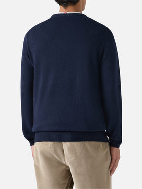Navy blue crewneck Heron with Grand Slam embroidery