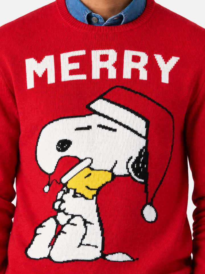 Red Heron sweater with Snoopy Merry jacquard | Special edition