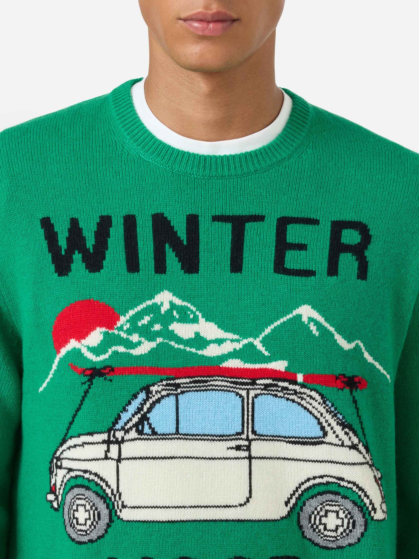 Rundhalspullover Heron mit Fiat 500-Jacquard | FIAT 500 SPECIAL EDITION 