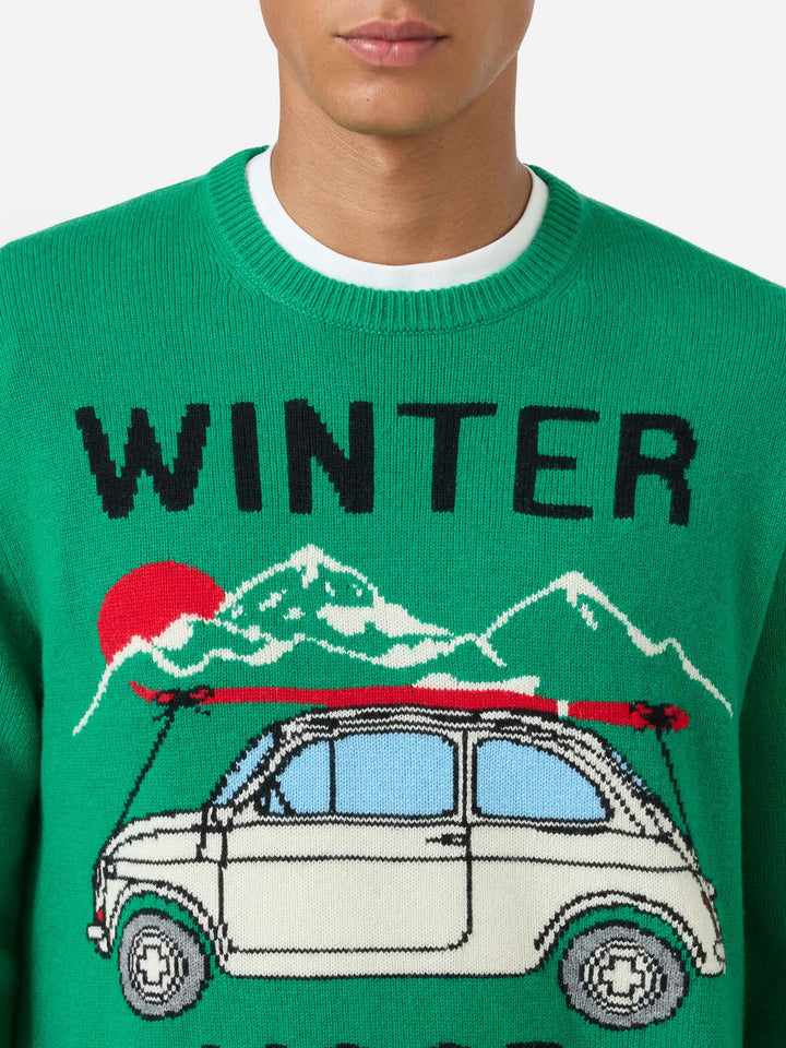 Crewneck sweater Heron with Fiat 500 jacquard | FIAT 500 SPECIAL EDITION