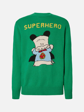 Grüner Heron-Pullover mit Hello Spank Jacquardmuster | HELLO SPANK SONDEREDITION