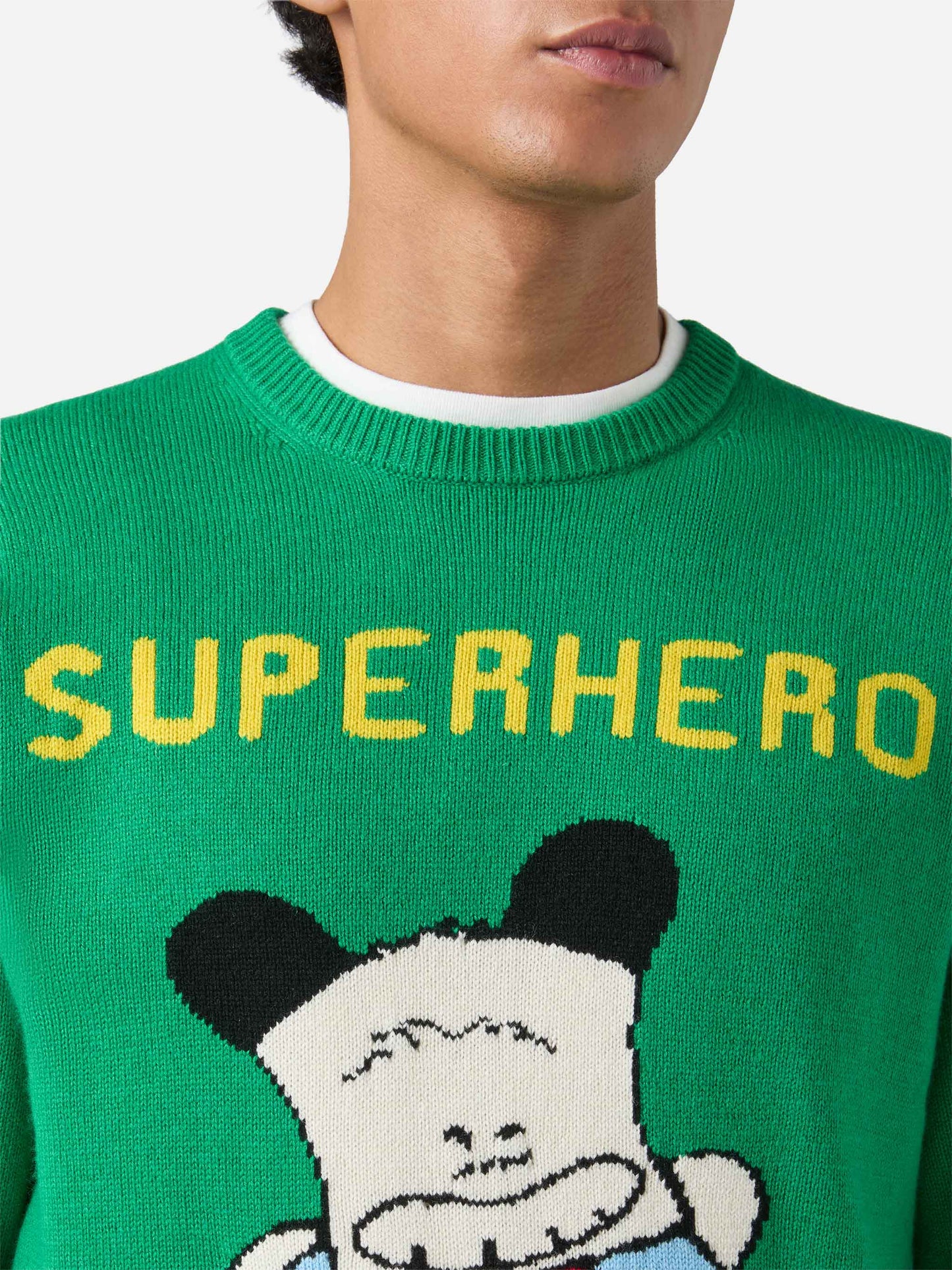 Grüner Heron-Pullover mit Hello Spank Jacquardmuster | HELLO SPANK SONDEREDITION