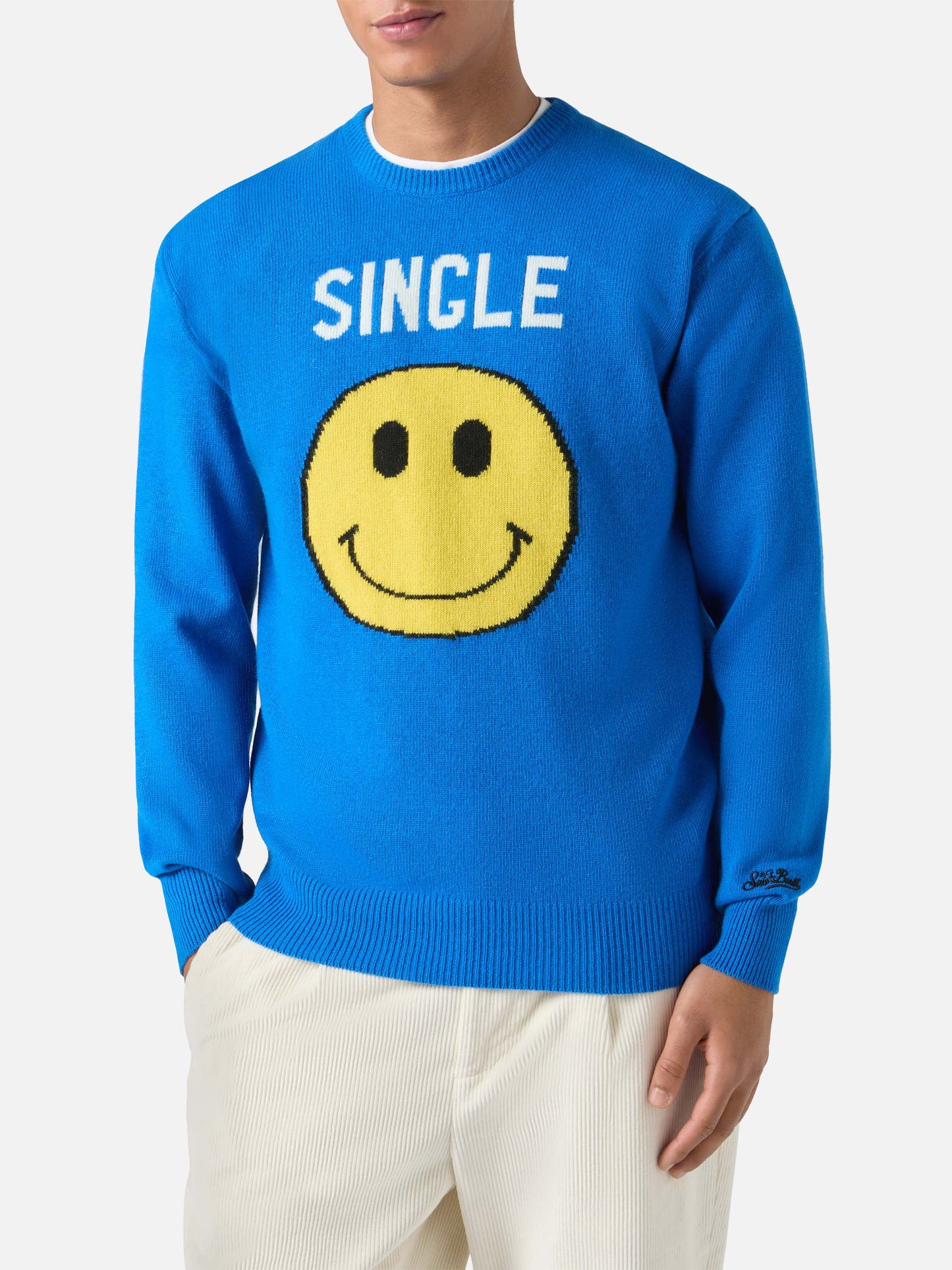 Green crewneck Heron with Single jacquard