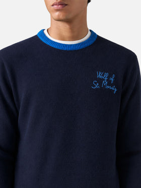 Heron Wolf of St. Moritz embroidered sweater